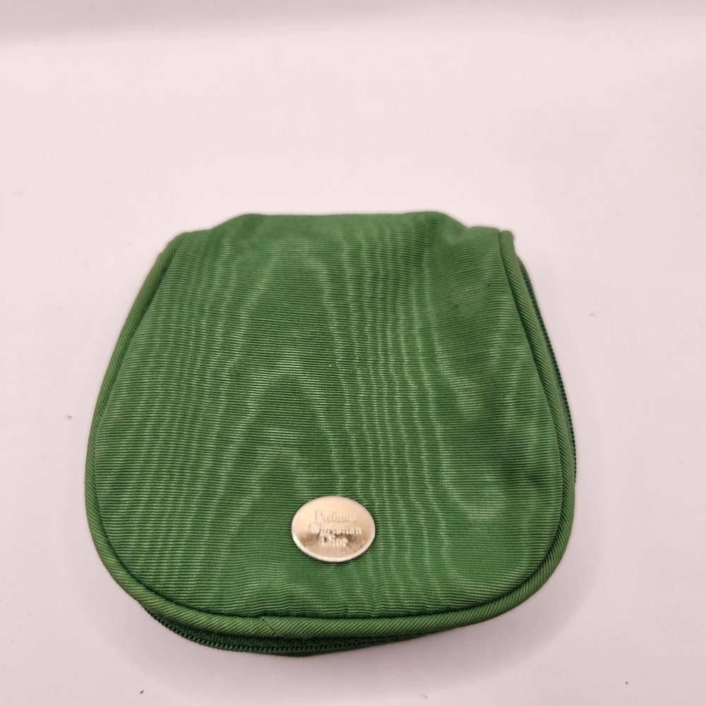 Parfums Christian Dior Vintage Green Ribbed Toiletry Cosmetic Pouch Makeup Bag